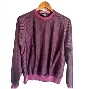 Vintage Le Tigre raspberry and purple pinstripe long sleeved jersey tee